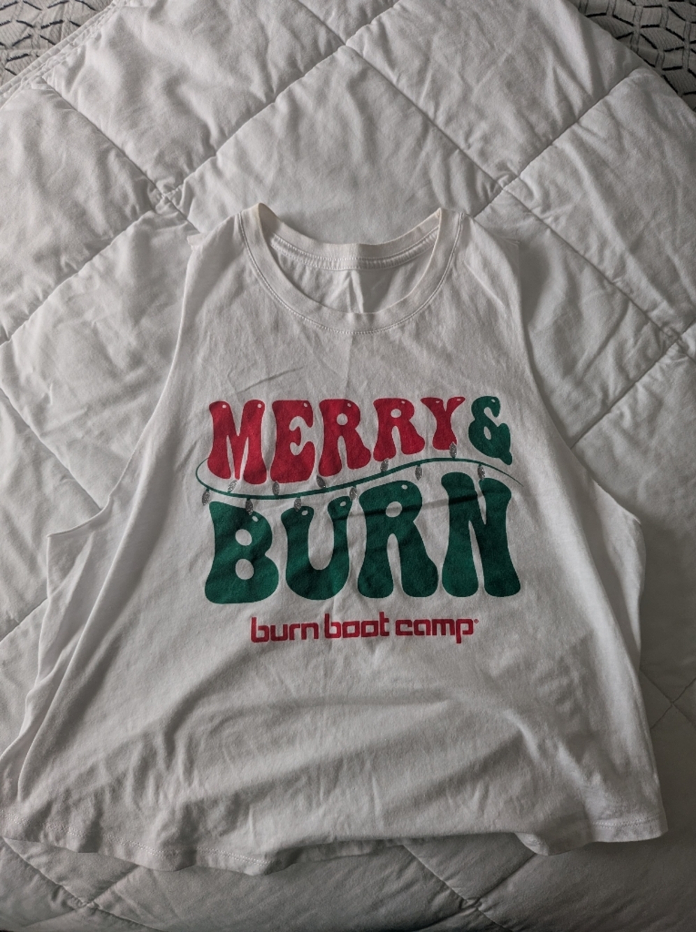 Medium Merry & Burn Christmas Burn Boot Camp Graphic Racerback Tee